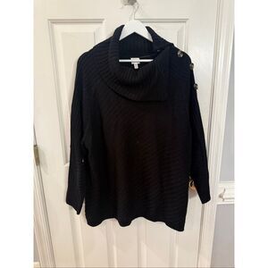 Dress Barn Black Button Mock Neck Sweater sz 3X